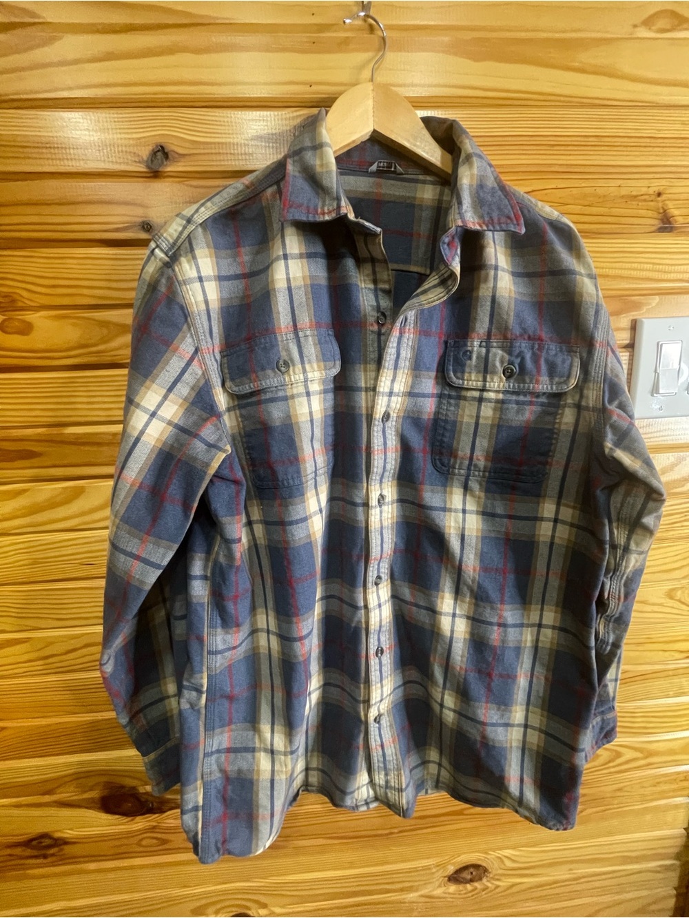 Carhartt Men's Blue, Cream and Red Plaid Button-Down Shirt